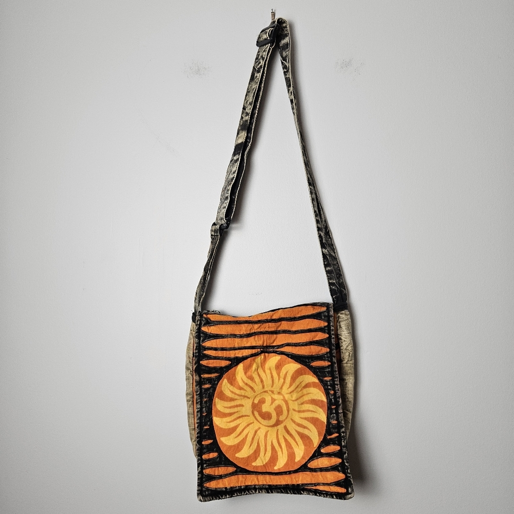 Boho‎ Hippie Chic Crossbody Bag Om Orange Long Cotton